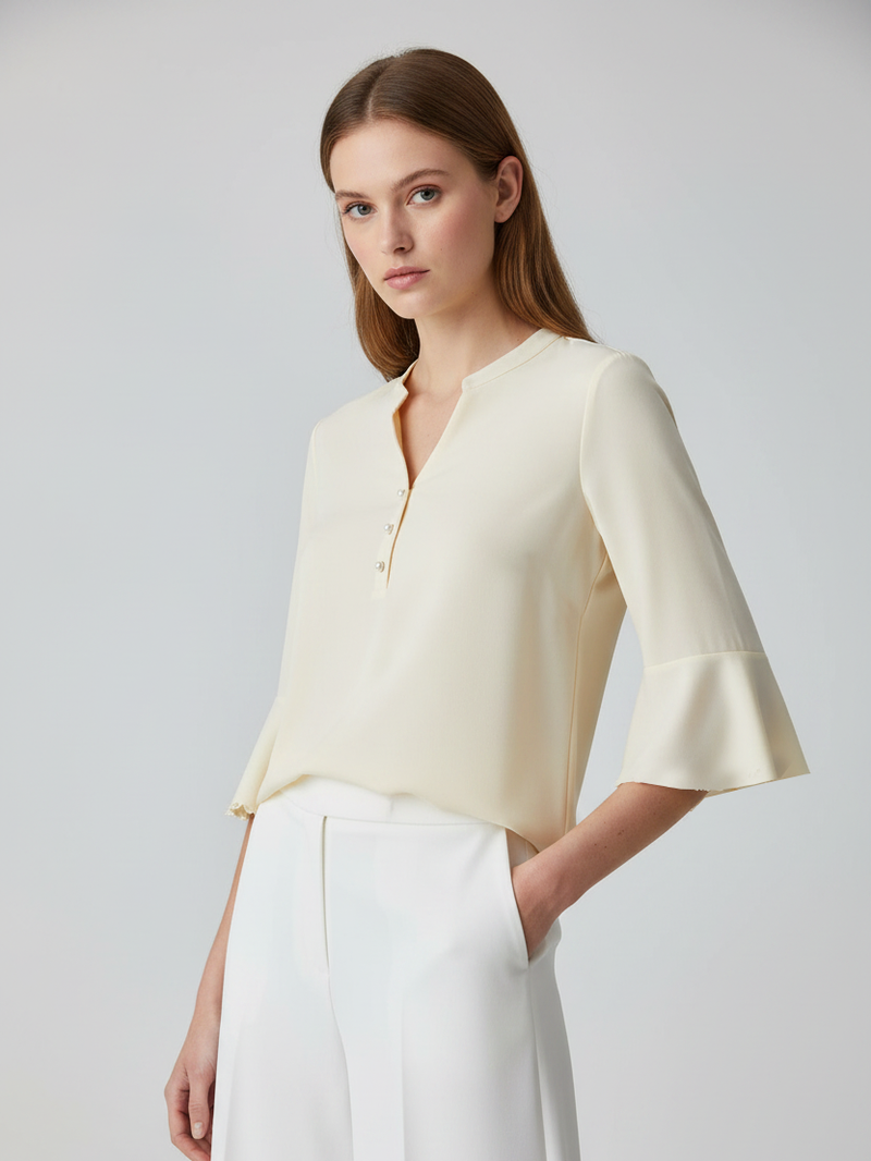 Louis Vicaci Butterfly Sleeve 4 Sided Lycra Ban Top For Ladies-Glitter Cream-BR718
