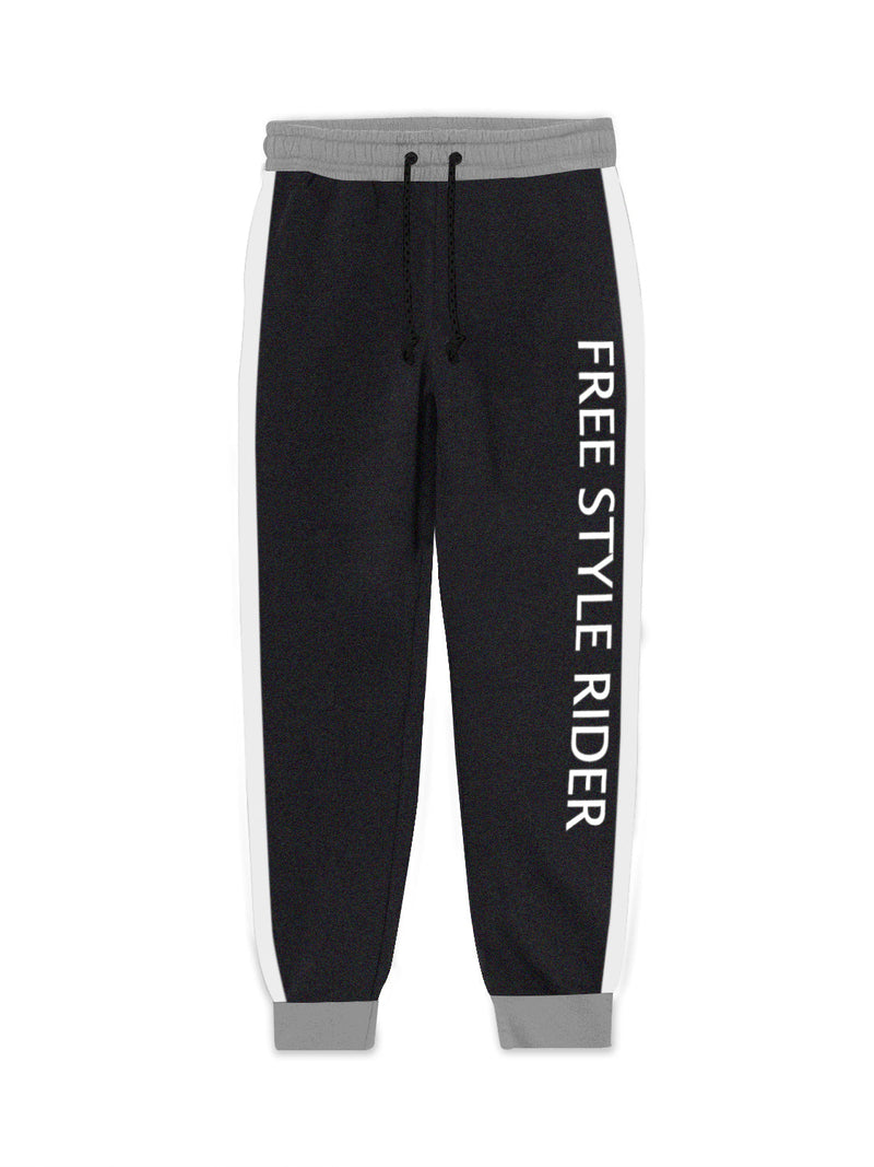Mango Terry Fleece Slim Fit Jogger Trouser For Kids-Charcoal Melange With Stripe-AZ64
