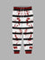 Red Pearl Fleece Slim Fit Jogger Trouser For Kids-White & Black Stripes With Alover Print-SP926