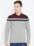 NXT Long Sleeve Polo Shirt For Men-Grey Melange & Maroon with Stripes-SP1896