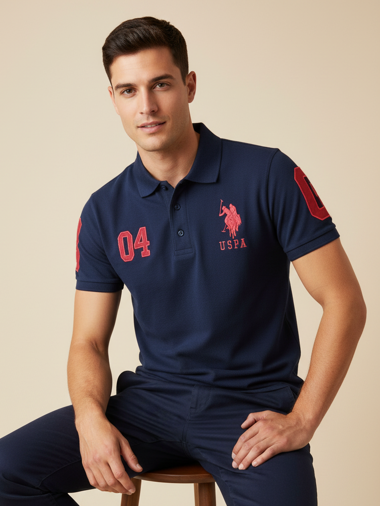 USPA Summer Polo Shirt For Men-Dark Navy-USP001