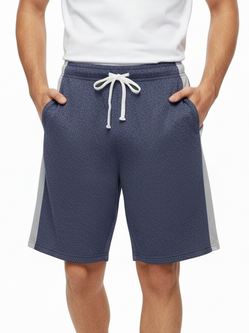Stylish Single Jersey Short For Men-Navy Melange-NSK43