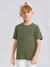 L.A.T Crew Neck Single Jersey Tee Shirt For Kids-Olive Melange-SP2092