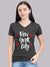 Okey Dokey V Neck T Shirt For Women-Charcoal Melange with Print-SP3089