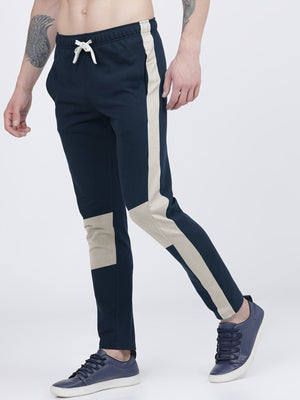 Summer Single Jersey Slim Fit Trouser For Men-Navy With Skin Pannel-SP122