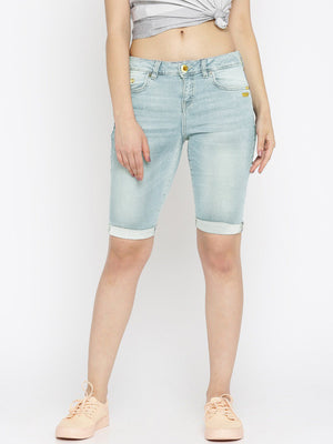 Ecko Red Denim Short For Ladies-Sky Blue-SP2437