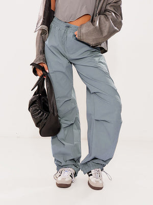 Lightweight Parachute Oversized Shell Cargos Jogger Trouser For Ladies-Slate Blue-SP3327