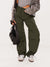 Lightweight Parachute Oversized Shell Cargos Jogger Trouser For Ladies-Dark Olive-SP3335