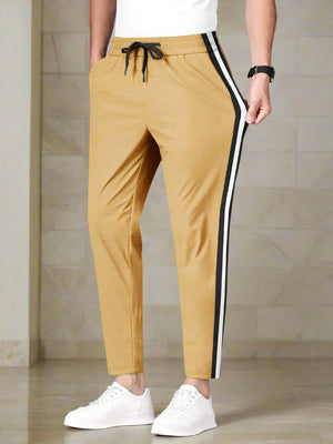 Louis Vicaci Slim Fit Active Wear Trouser For Men-Yellow lining with Black & White Stripes-SP2672/RT2533