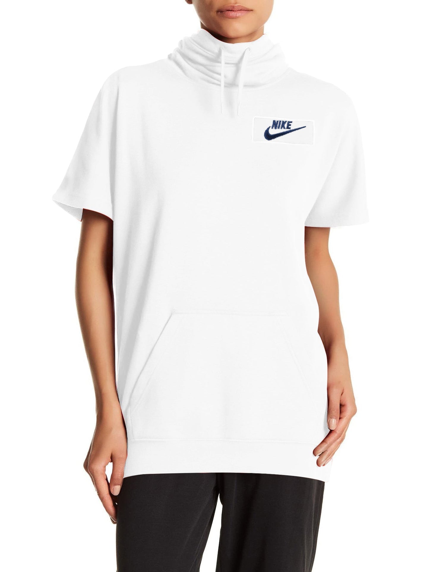 NK Fleece Short Sleeve Hoodie For Ladies-White-SP794