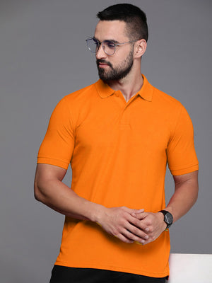 PYPR Summer Solid Polo Shirt For Men-Orange-BE1596/BR13827