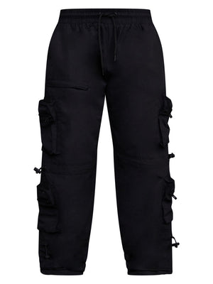 PLT Toggle Detail Cargo Trousers For Ladies-Black-SP3340