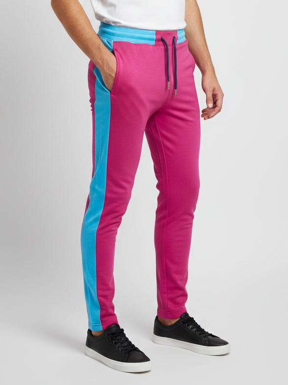 LV Single Jersey Summer Trouser For Men-Pink With Blue Stripe-NSK71