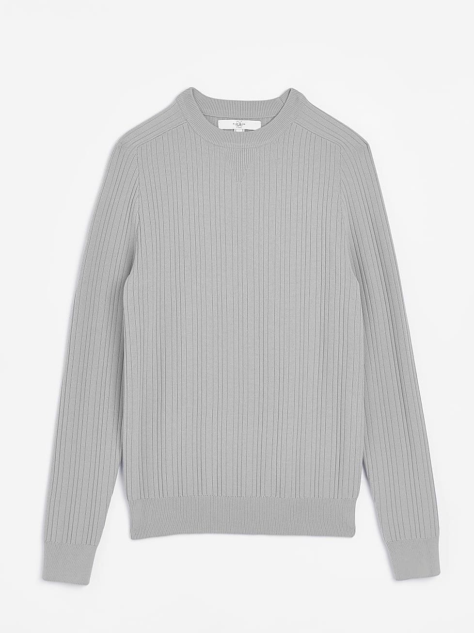 River Island Crew Neck Allover Ribbed Sweatshirt For Men-Grey-SP1048/RT2201