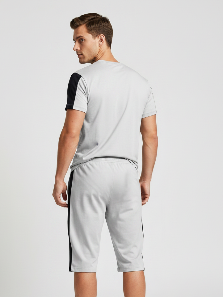 Summer Co Ord Set For Men-Light Grey-BE5183