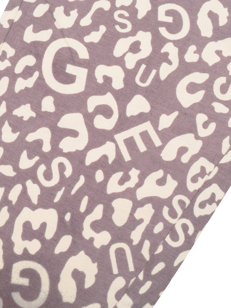 Guess Stylish Tights Leggings For Girls-Dark Tea Pink with Allover Print-RT2507