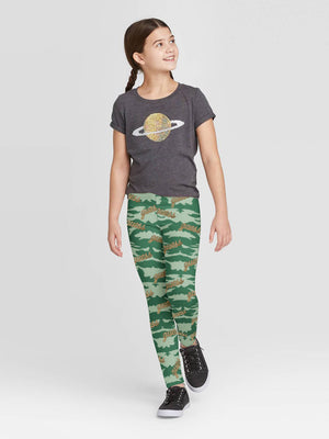 Guess Stylish Legging For Girls-Green Camouflage Allover Print-SP2104/RT2508