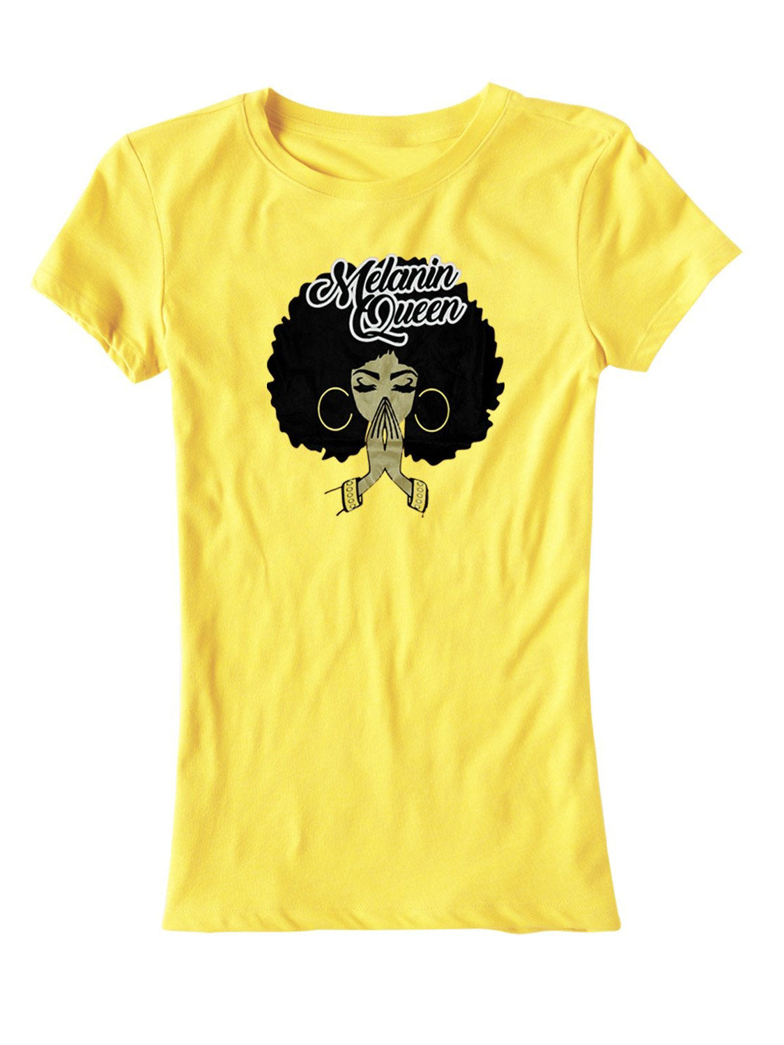 Here Kitty Crew Neck T Shirt For Women-Yellow With Print-SP3172