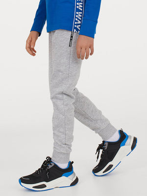 ADS Fleece Slim Fit Jogger Trouser For Kids-Grey Melange-SP877/RT2165