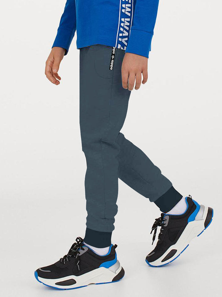 ADS Fleece Slim Fit Jogger Trouser For Kids-Navy Melange-SP913