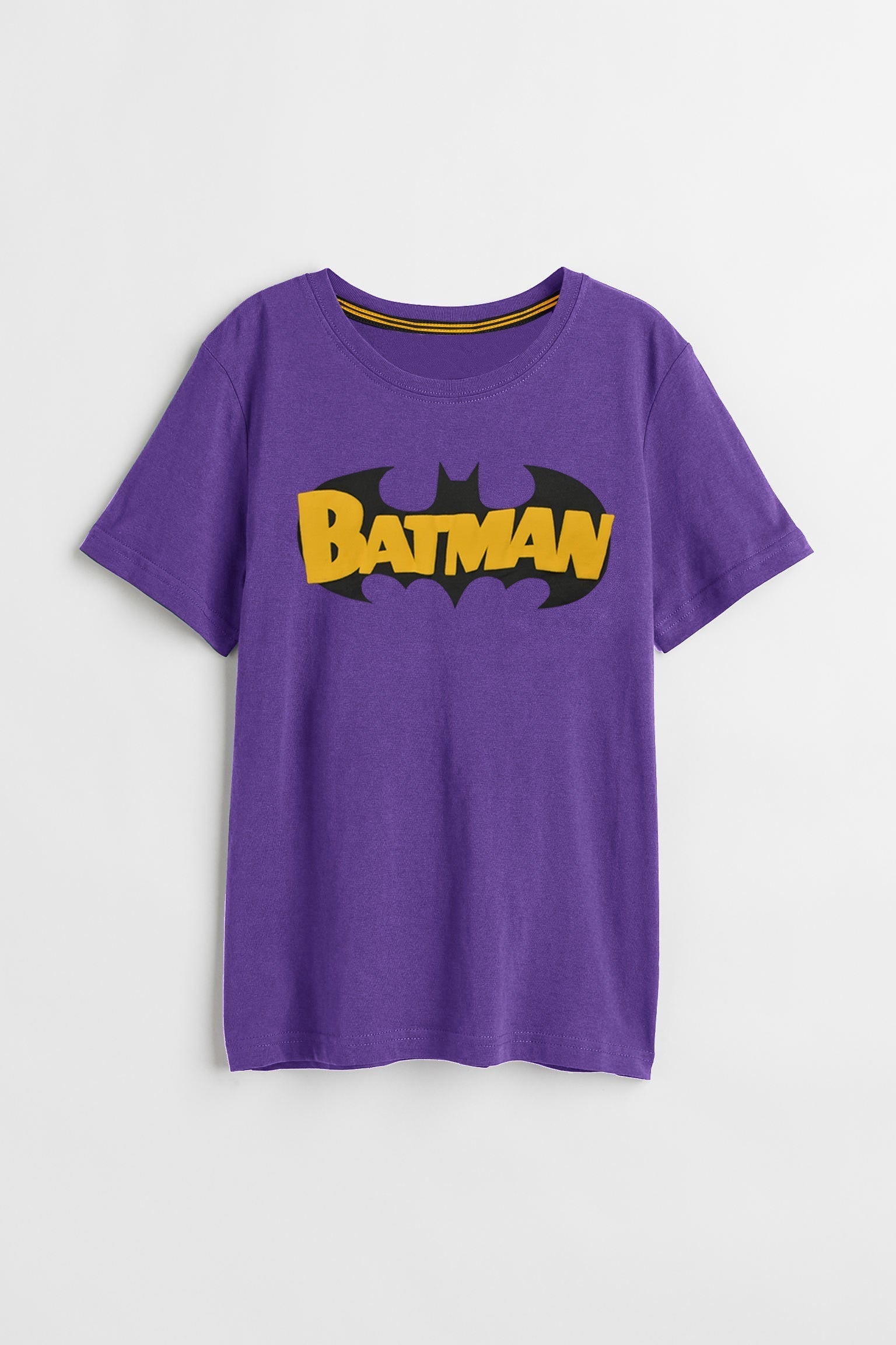 Batman Style Single Jersey Crew Neck Tee Shirt For Kids-Purple-RT231