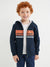 Miami Vibes Stylish Inner Fur Zipper Hoodie For Kids-Navy With Pink Panel-SP1171/RT2289