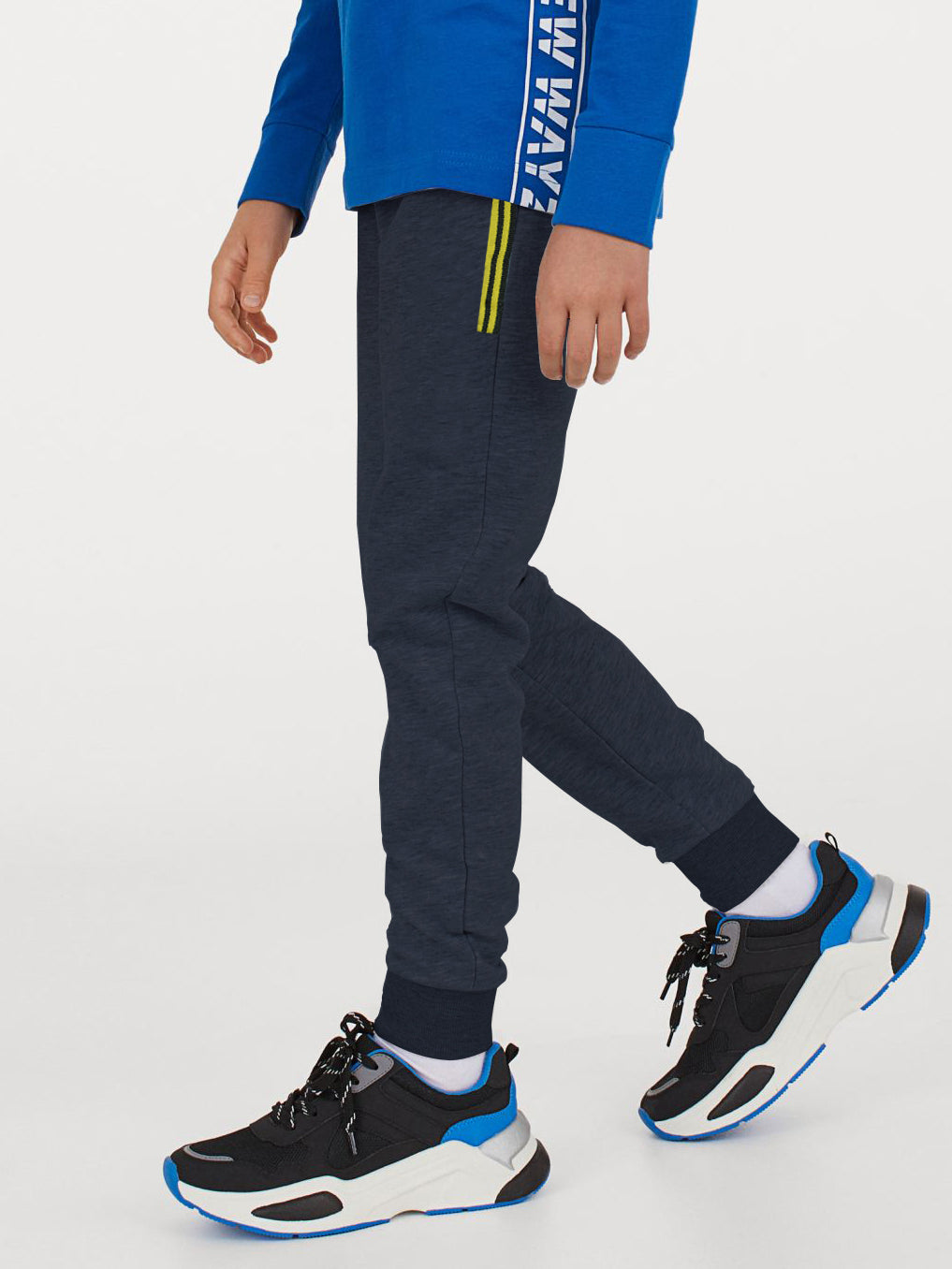 ADS Fleece Slim Fit Jogger Trouser For Kids-Navy Melange-SP907
