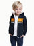 Miami Vibes Stylish Inner Fur Zipper Hoodie For Kids-Navy With Yellow Panel-SP1172/RT2290