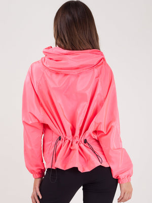 Hooded Rain Parka Festival Jacket For Ladies-Pink-SP3267