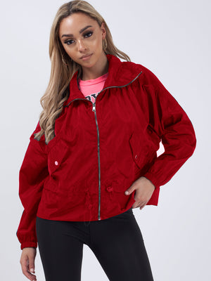 High Neck Hooded Festival Jacket For Ladies-Red-SP3273