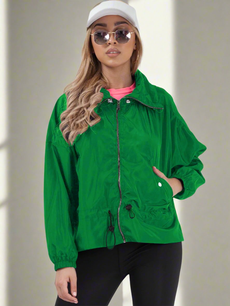 High Neck Hooded Festival Jacket For Ladies-Green-SP3277