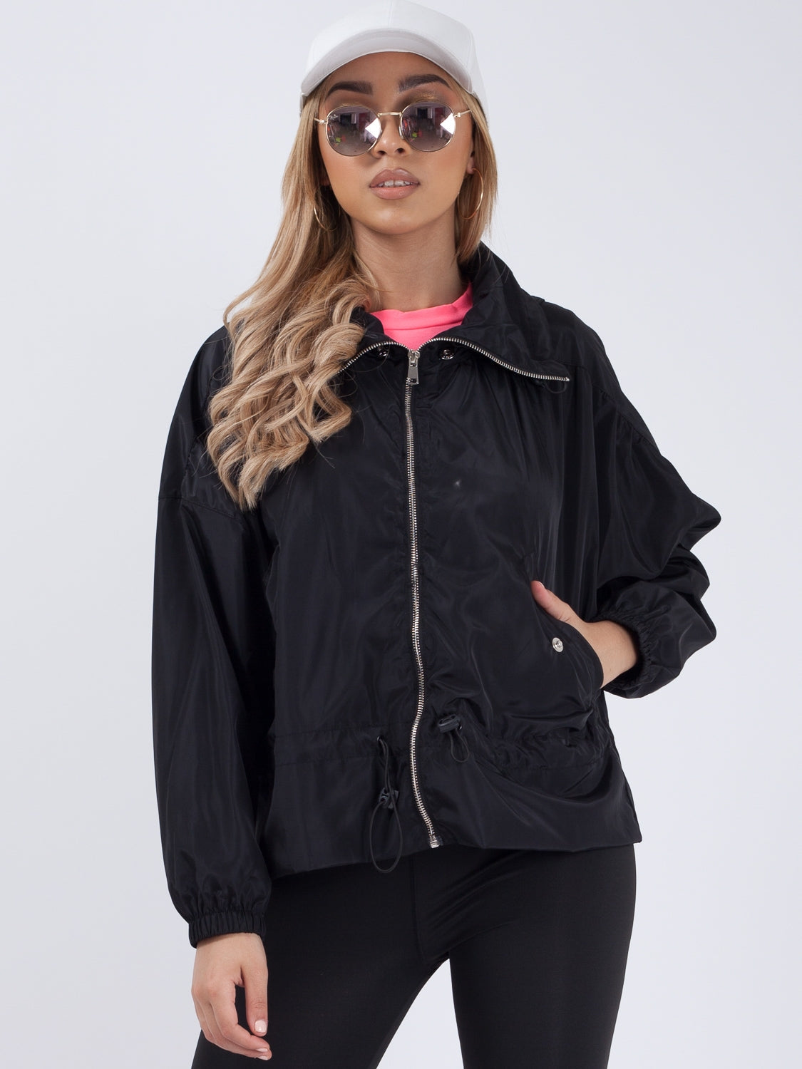 High Neck Hooded Festival Jacket For Ladies-Black-SP3263