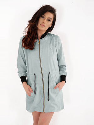 Boohoo Longline Lightweight Soft Shell Jacket For Ladies-Slate Blue-SP3289