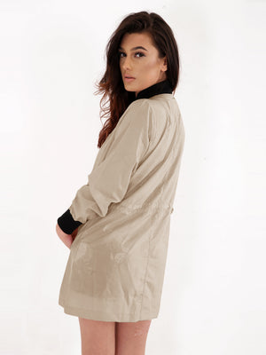 Boohoo Longline Lightweight Soft Shell Jacket For Ladies-Camel-SP3287