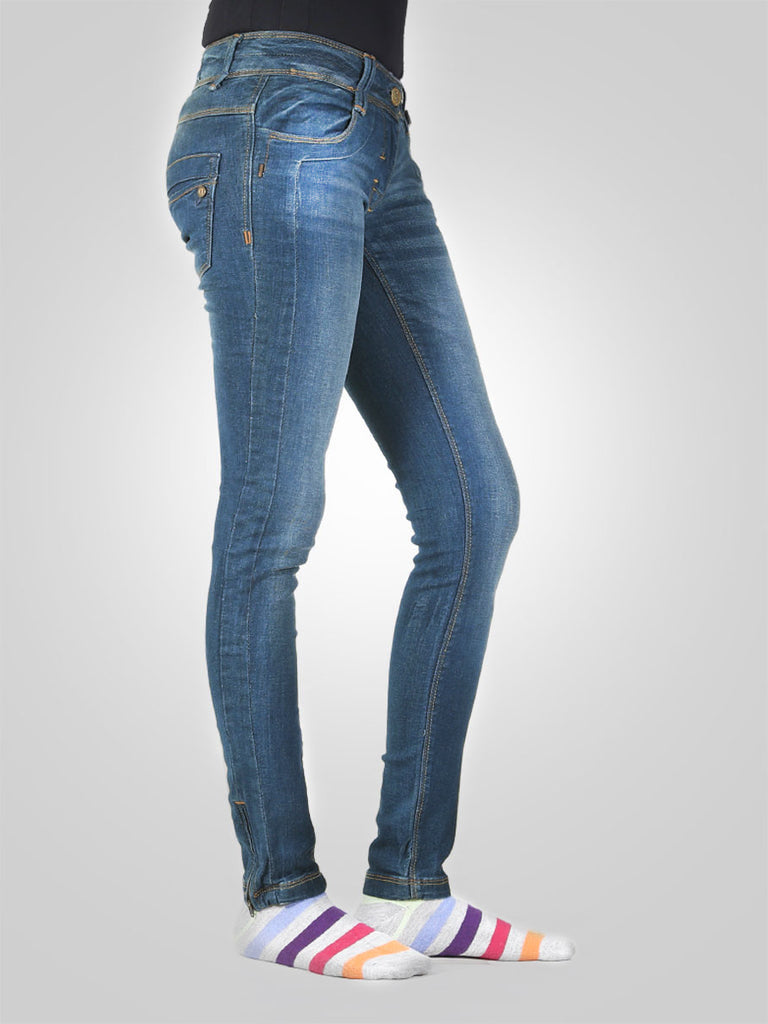 Jeanswear Skiny Fit Non Stretch Denim For Ladies-Blue Faded-SP2575