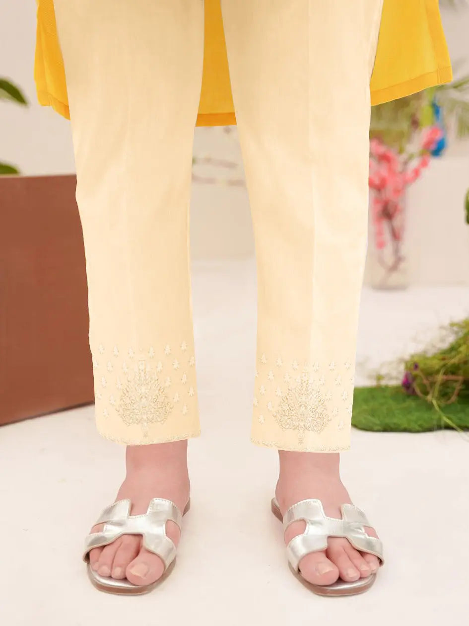 khaadi Embellished Straight Trouser For Women-Beige-BE26/BR874