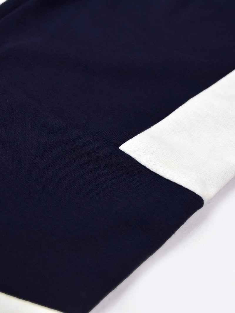 Y.F.K Fleece Jogger Trouser For Kids-Navy with White Panels-BR923