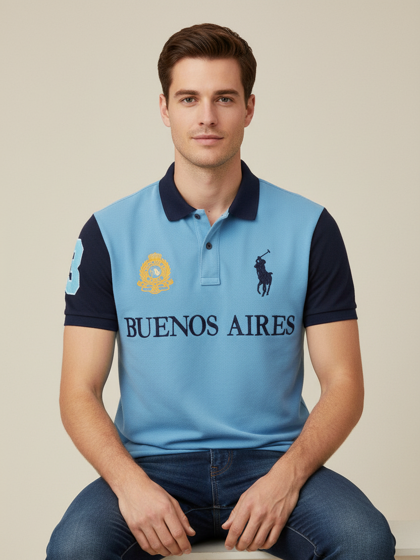 Summer Polo Shirt For Men-Dark Blue & Navy-RT734