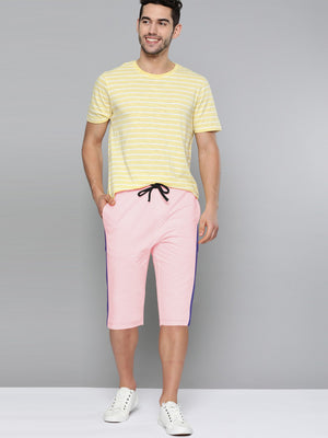 MAN Single Jersey Lounge Short For Men-Pink with Stripe-SP1790