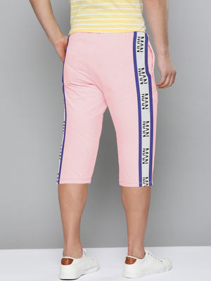 MAN Single Jersey Lounge Short For Men-Pink with Stripe-SP1790