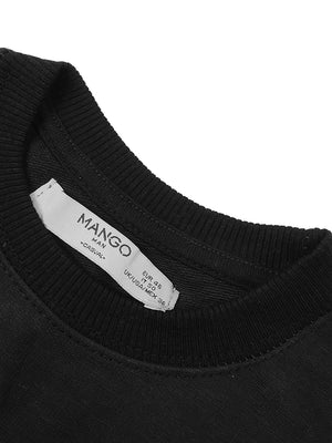 Mango Terry Fleece Sweatshirt For Kids-Black-BE2148