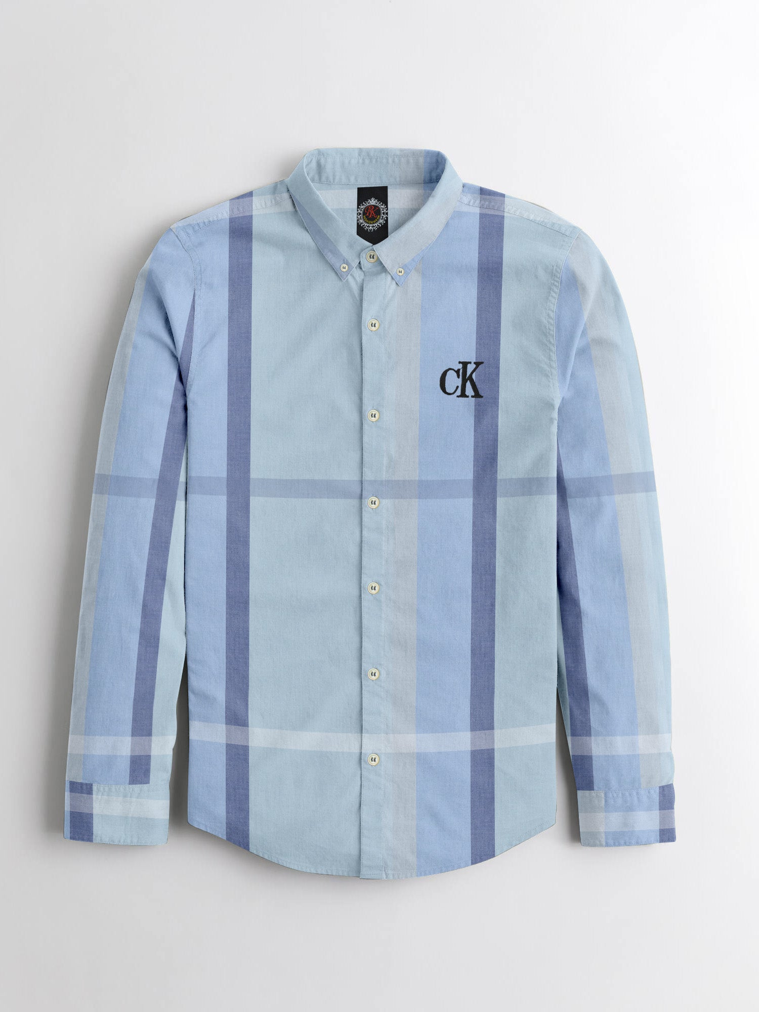 Ck Premium Slim Fit Casual Shirt For Men-Allover Sky Blue Check-SP2468