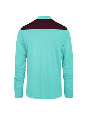 Louis Vicaci Long Sleeve Polo For Men-Cyan Green with Maroon-BE64/BR892