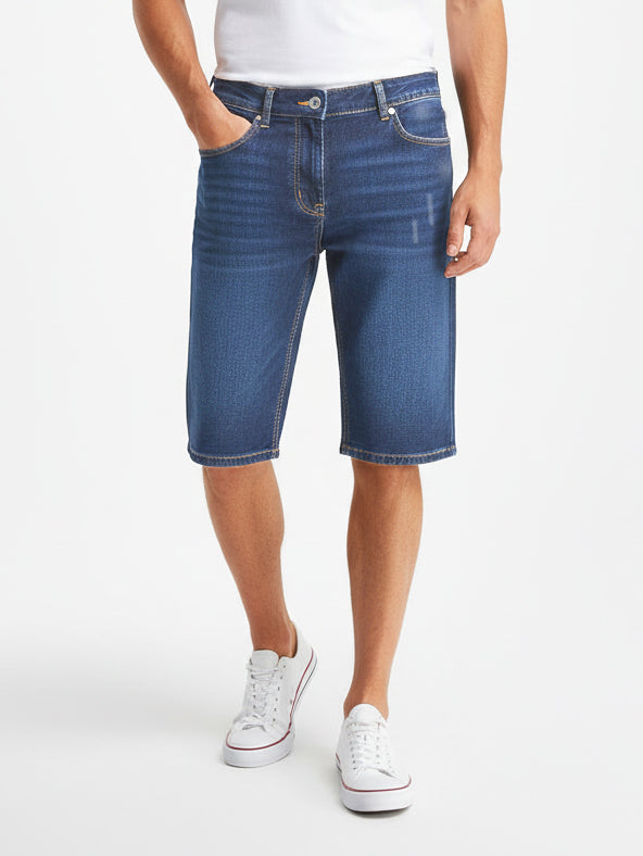 Stylish Denim Short For Men-Blue Faded-BR154