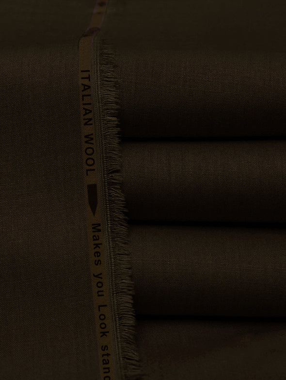 Soft Italian Crystal Wool Unstitched Fabric For Winter-Brown-BE259/BR1063