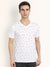 M-17 Single Jersey V Neck Tee Shirt For Men-White with Allover Heart Print-SP1930