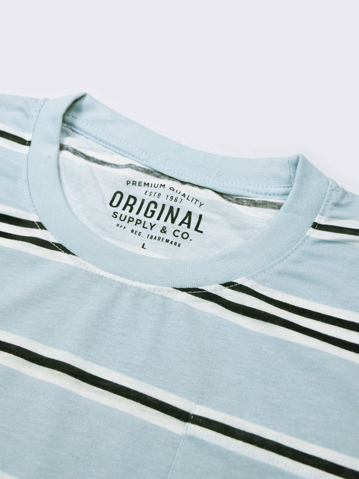 Orignal Single Jersey Crew Neck Tee Shirt For Men-Blue With Stripes-SP1736/RT2425