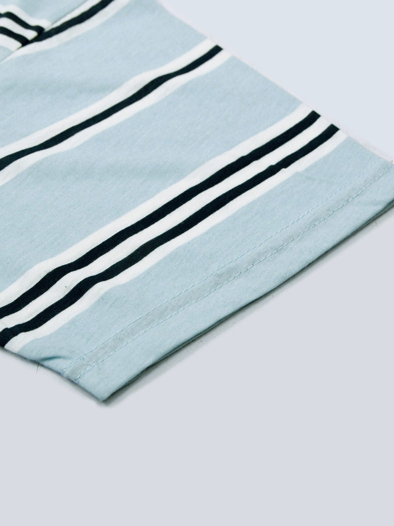 Orignal Single Jersey Crew Neck Tee Shirt For Men-Blue With Stripes-SP1736/RT2425