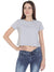 Miss Popular Crew Neck Crop T Shirt For Women-Grey Melange-SP3164