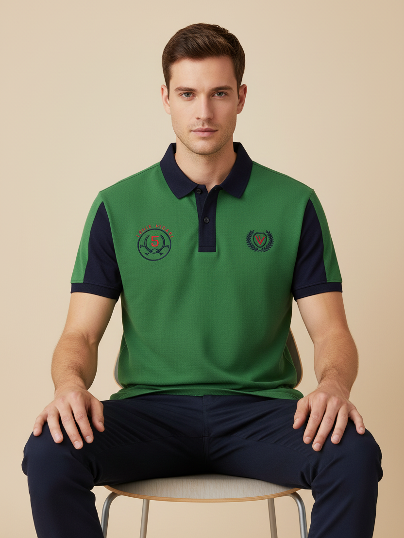 LV Summer Polo Shirt For Men-Dark Green & Dark Navy-BE856/BR13094